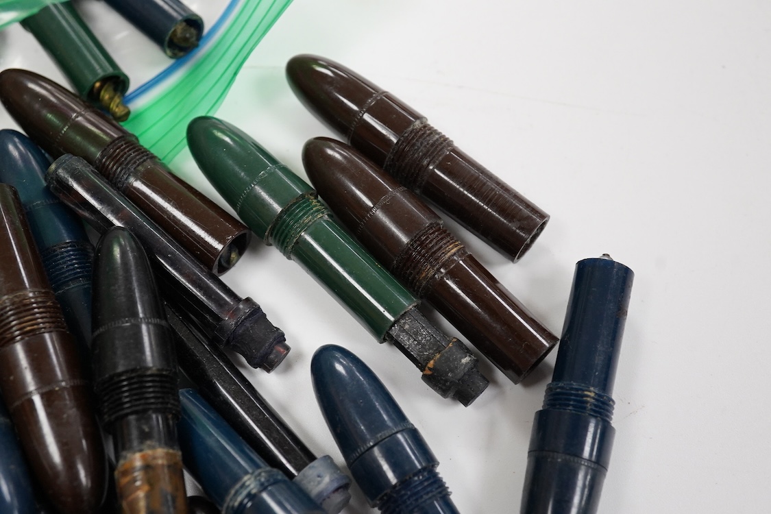 A selection of fountain spares to include levers, blind caps and nibs, some gold